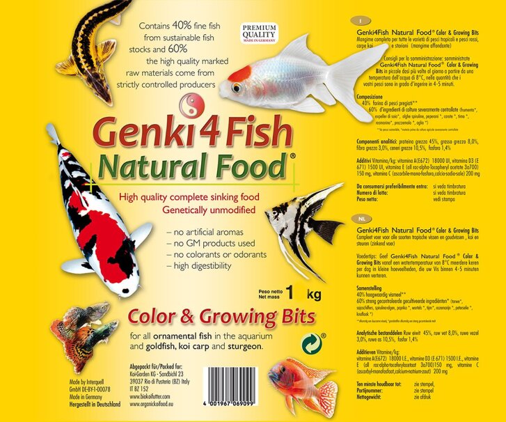 Genki4Fish Color&Grower Bits 8 kg - Mangime per Koi e pesci da laghetto