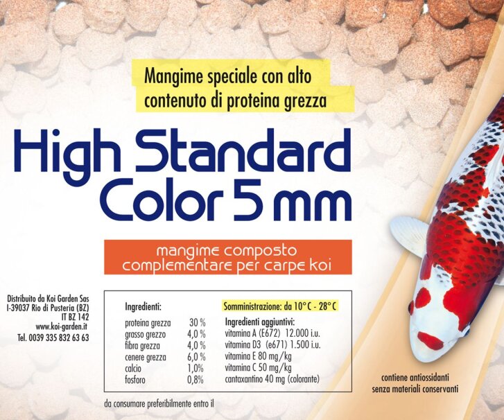 High Standard Color 4,5 Liter (1,8 kg) Koi und Teichfischfutter